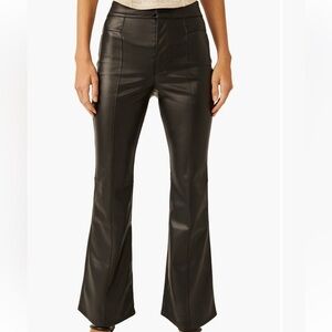 Free People Uptown Black High Waisted Faux Leather Flare Pants Size 6